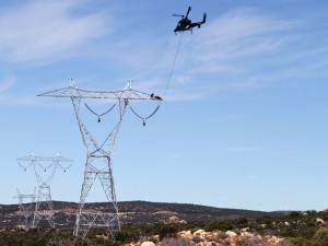 Helicopter next to tower